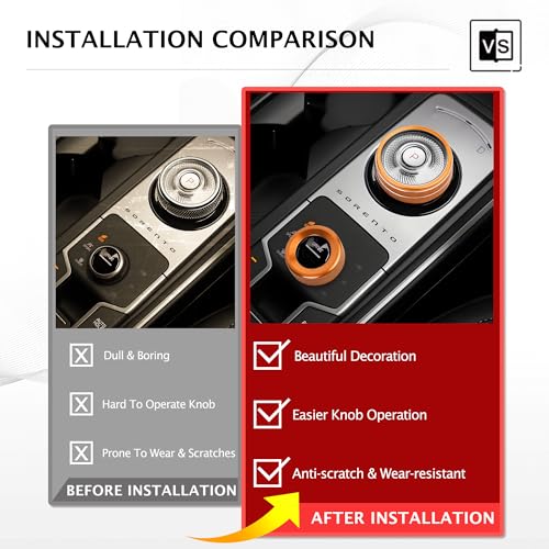 DvlynAuroa for Kia Sorento Hybrid 2022-2026 Accessories, DvlynAuroa 2pcs Aluminum Alloy Knob Covers Trim Kit - Gear Shift & Drive Mode, Interior Upgrade & Tool-Free Installation (Orange) - Image 5