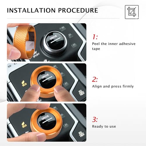 DvlynAuroa for Kia Sorento Hybrid 2022-2026 Accessories, DvlynAuroa 2pcs Aluminum Alloy Knob Covers Trim Kit - Gear Shift & Drive Mode, Interior Upgrade & Tool-Free Installation (Orange) - Image 4
