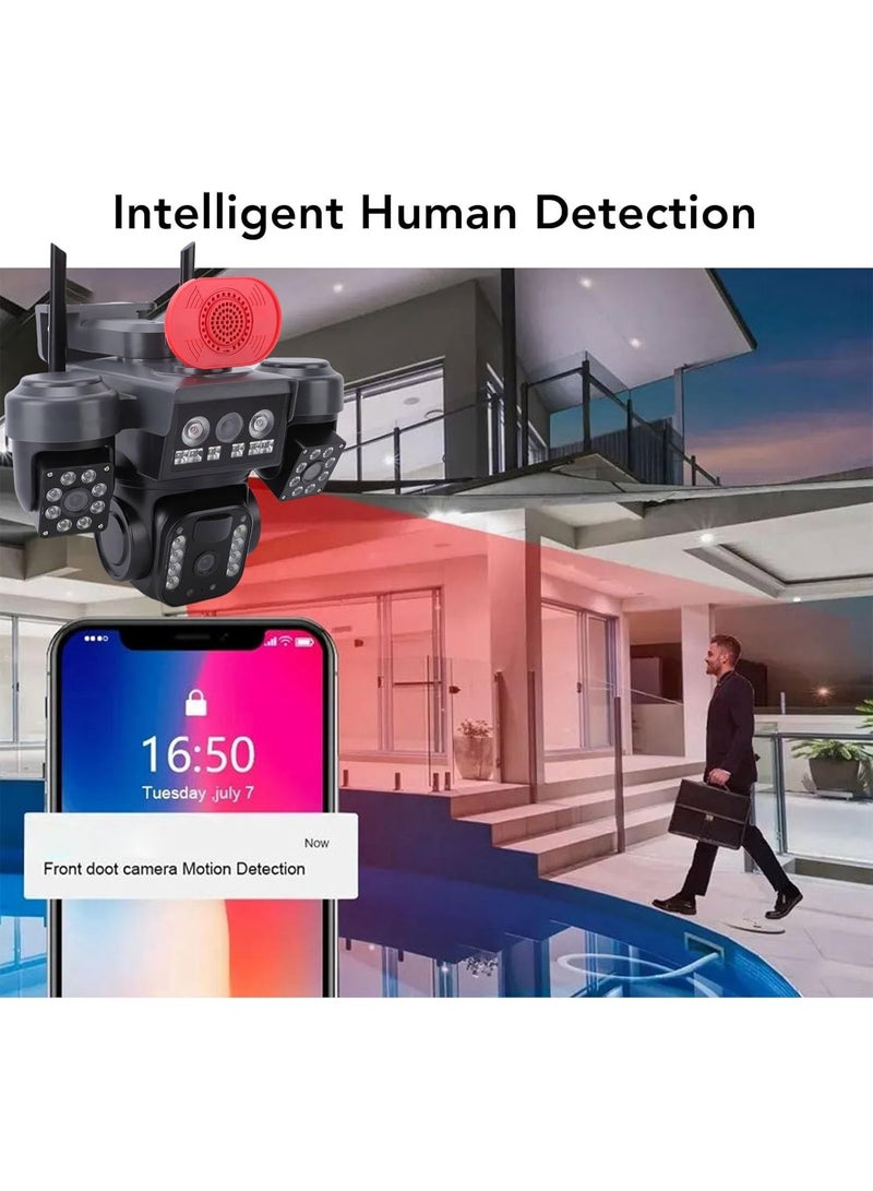 TIGER Triple Lens Solar Outdoor Security Camera with 360 Degree View, Wireless 2.4GHz WiFi, AI Motion Detection, 12MP HD Resolution, IP66 Weatherproof Smart Monitoring - Image 3