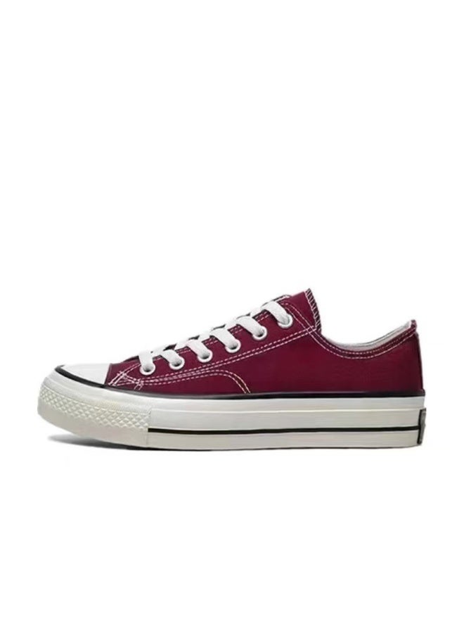 Converse Burgundy Low-Top Canvas Sneakers - Retro Classic Casual Shoes for Daily Stylish Outfits 42SIZE