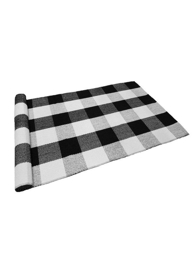 LEVINIS Black and White Doormat Farmhouse- Washable Cotton Farmhouse Layered Doormats Outdoor Buffalo Plaid Rugs for Porch/Kitchen/Entry Way/Laundry Room/Bathroom 51.2''x23.6'' - Image 1