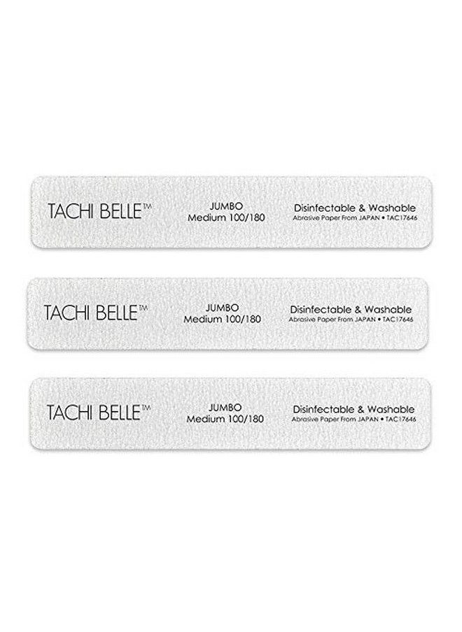 Tachibelle - 3 Pcs Premium Japan Abrasive Jumbo File Washable Zebra File Nail Art Sanding Nail Files (3Pc (100180)) - Image 1