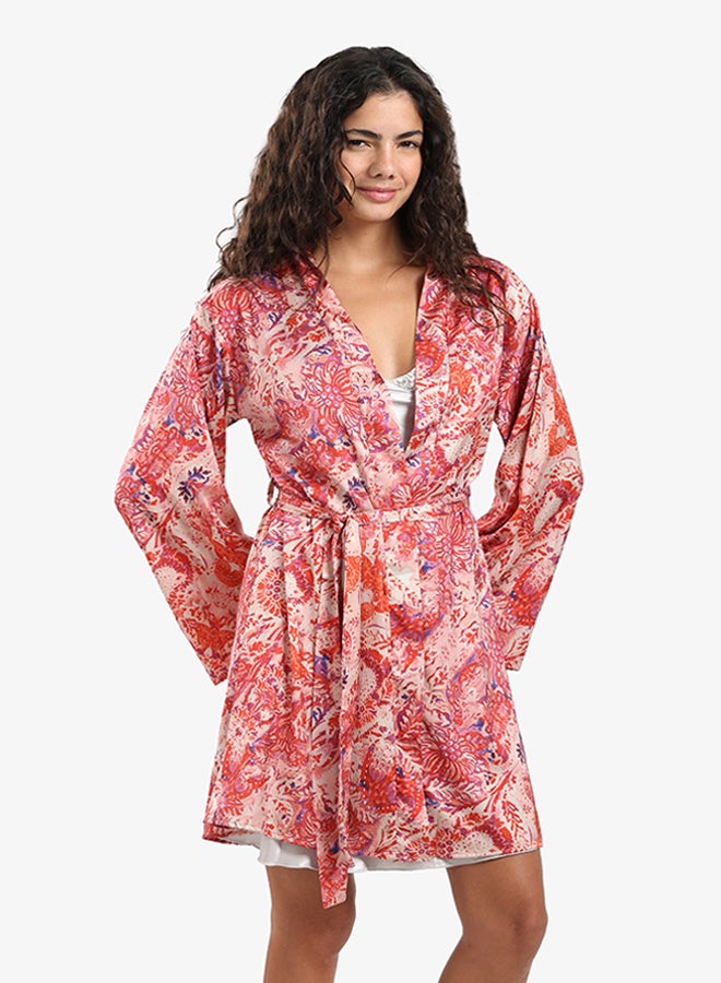 Carina All Over Printed Satin Robe - Image 5