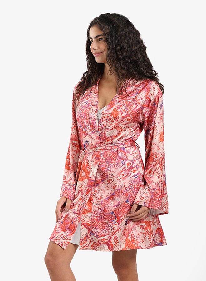 Carina All Over Printed Satin Robe - Image 2