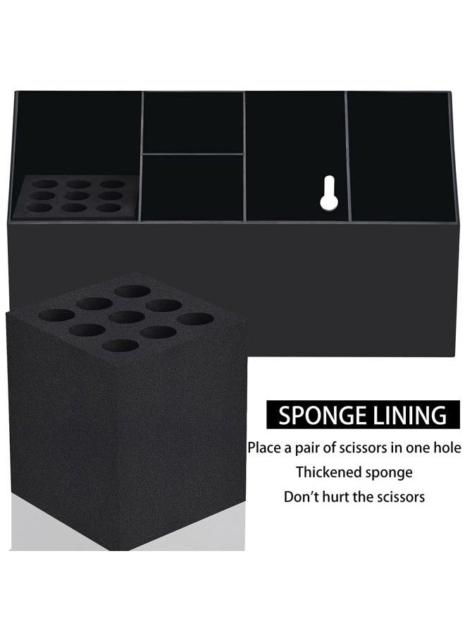 Noverlife - Hair Scissors Large Storage Box, Shear Holder for Hair Salon, Scissor Holder, Hairdressing Combs Clips Scissors Professional Hairdressing Combs, Clips, Brushes Storage Racks Tool Box - Black - Image 1