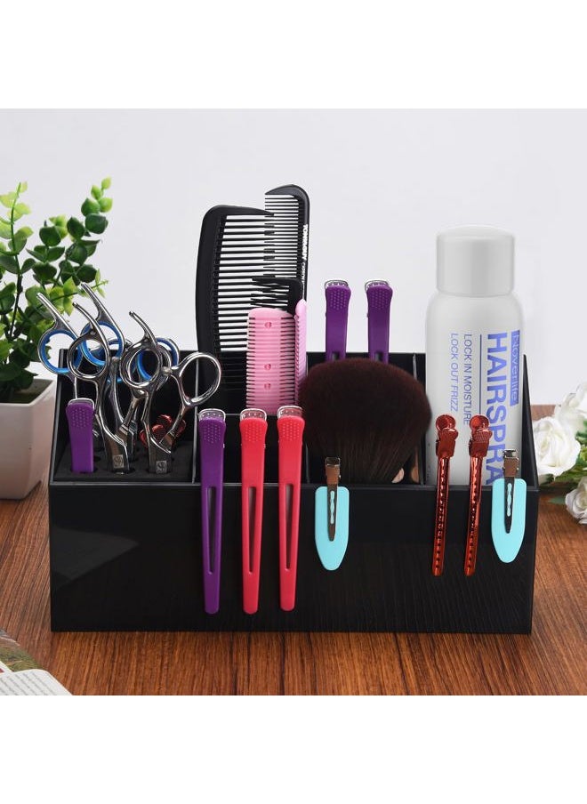 Noverlife - Hair Scissors Large Storage Box, Shear Holder for Hair Salon, Scissor Holder, Hairdressing Combs Clips Scissors Professional Hairdressing Combs, Clips, Brushes Storage Racks Tool Box - Black - Image 1