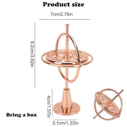 Zytiqt Gyroscope, Premium Metal Stress Relief Gyroscope Toy, Floating Physics Toy for Adults and Kids, Desktop Gyroscopes in Rose Gold - Image 2