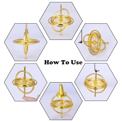 Zytiqt Gyroscope, Premium Metal Stress Relief Gyroscope Toy, Floating Physics Toy for Adults and Kids, Desktop Gyroscopes in Rose Gold - Image 3