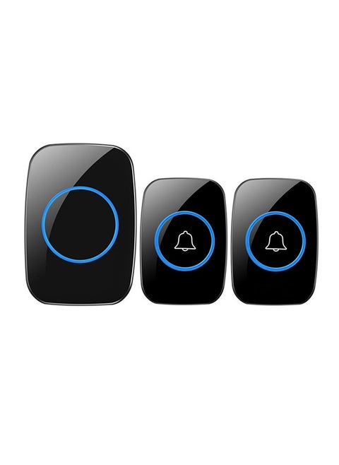 Wireless Doorbell for Home, Hotel, Office, Hotel, Apartment, Waterproof Smart Doorbell with LED flash Black 2 transmitters, 1 receiver