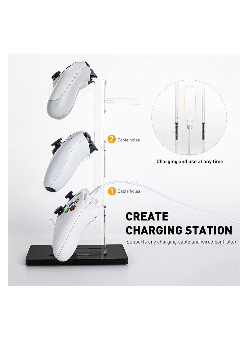 Excefore - Universal 3 Tier Controller Holder and Headset Stand for PS4 PS5 Xbox ONE Switch, Controller Stand Gaming Accessories, Build Your Game Fortresses (Black) - Image 1