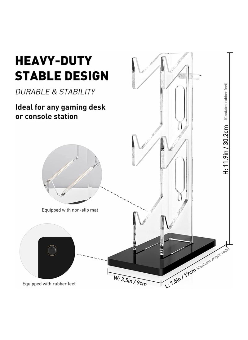 Excefore - Universal 3 Tier Controller Holder and Headset Stand for PS4 PS5 Xbox ONE Switch, Controller Stand Gaming Accessories, Build Your Game Fortresses (Black) - Image 1