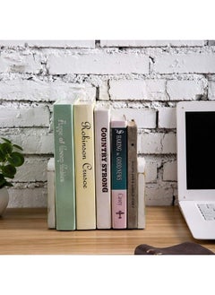 MyGift Vintage Whitewashed Wood Office Desktop Bookends 1 Pair  - Image 4