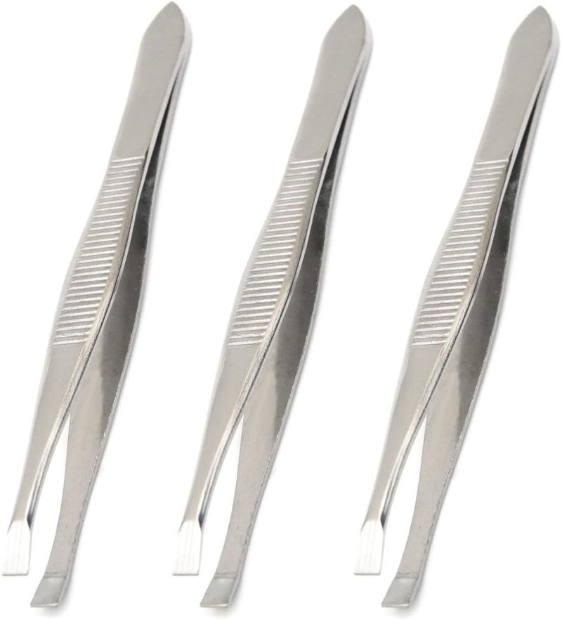 3 Pack Flat Tweezers  Stainless Steel Flat Tweezers Hair Plucker for Hair and Eyebrows Personal Care C_FLAT