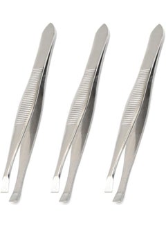 Luxxii 3 Pack Flat Tweezers  Stainless Steel Flat Tweezers Hair Plucker for Hair and Eyebrows Personal Care C_FLAT 
