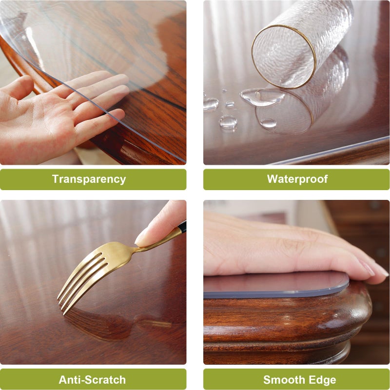 OstepDecor Clear Table Cover Protector 36 x 60 Inch, 2mm Thick Plastic Table Cover, Table Protector for Dining Room Table, Clear Tablecloth Protector, Table Pad Mat for Kitchen Wood Table - Image 3