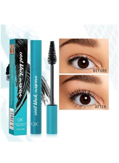 QIC Cool Black Mascara Vegan Mascara Fiber Mascara Best Volumizing Mascara for Long Lashes Liquid Lash Extension Mascara Waterproof Sweat Resistant 24-Hour Non-Stick Effect  - Image 2