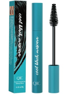 QIC Cool Black Mascara Vegan Mascara Fiber Mascara Best Volumizing Mascara for Long Lashes Liquid Lash Extension Mascara Waterproof Sweat Resistant 24-Hour Non-Stick Effect  - Image 1