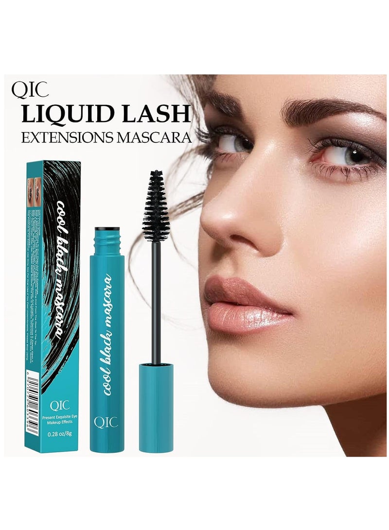 QIC Cool Black Mascara Vegan Mascara Fiber Mascara Best Volumizing Mascara for Long Lashes Liquid Lash Extension Mascara Waterproof Sweat Resistant 24-Hour Non-Stick Effect - Image 4