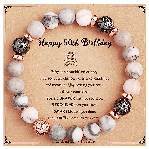 Yiyang 50th Birthday Gifts for Women Beads Bracelet Cool Birthday Gifts for 50 Year Old Women Gift Ideas Unique Bday Gift for Mom Wife Daughter Sister Female Friend 50th Birthday Gifts - Image 1