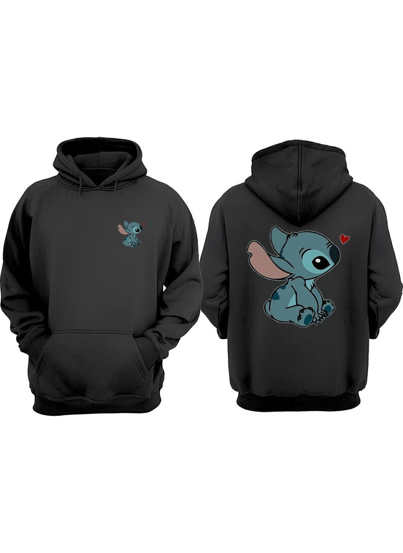 The Wert - Unisex Stick Love Design Front Back Printed Regular Fit Black Sweatshirt - Image 1