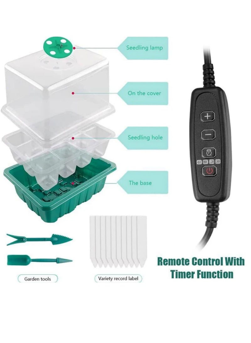 5Pcs Seedling Starter Kit with LED Grow Lights, 12-Cell Seed Trays, Humidity Vents, and Adjustable Light Modes for beginners and families alike- 18x14x6.3cm - Image 2
