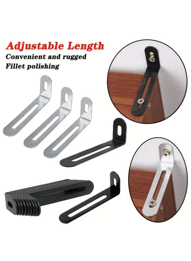 10pcs Black Heavy Duty Adjustable L Shaped Angle Bracket with Slot 74x25x15mm - Image 2