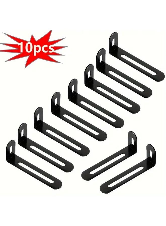 10pcs Black Heavy Duty Adjustable L Shaped Angle Bracket with Slot 74x25x15mm - Image 1