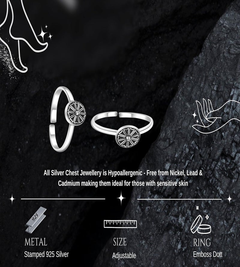 silver chest 925 Pure Sterling Silver Oxidized Toe Ring/Bichhiya for Women and Girl. Pair of 2 Stylish Toe ring Silver - Image 4