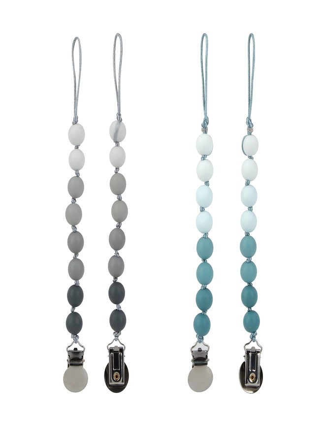 Nuby 1 pk Silicone Pacifinder with Metal Clip - 0+ Months, 1 Pack: Assorted Neutral Colors (Grey or Aqua) - Image 1