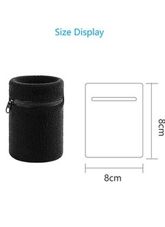 Y&D Zipper Sports Wristband, Exercise Gym Sweatband Wristband Wrist Wallet Pouch with Pocket for Outdoor Walking HikingSports Running Travel 4Pcs Black  - Image 5