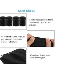 Y&D Zipper Sports Wristband, Exercise Gym Sweatband Wristband Wrist Wallet Pouch with Pocket for Outdoor Walking HikingSports Running Travel 4Pcs Black  - Image 4