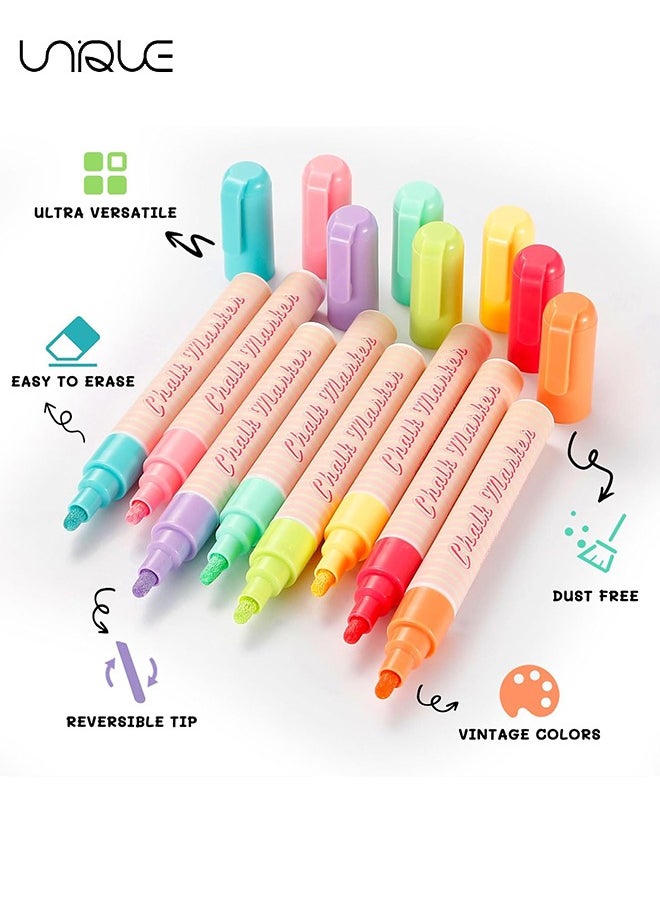 Unique Pastel Chalk Markers for Blackboard, 8 Color Liquid Dry Erase Marker for Chalkboard, Erasable 6mm Reversible Tip Drawing Chalk for Display DIY Glass Kids Painting - Gifts for Artists  - Image 3