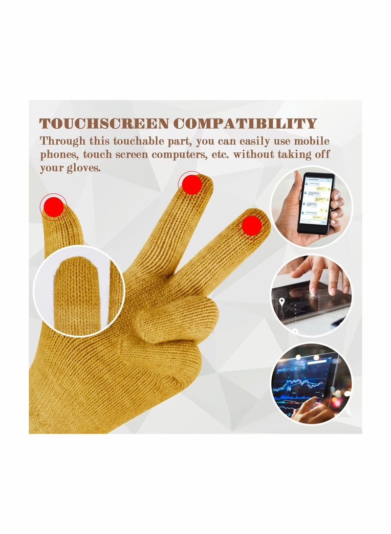 Generic Warm Touchscreen Gloves for Women Thermal Fleece Lined Knitted Mittens Perfect for Outdoor Winter Activities  - Image 3