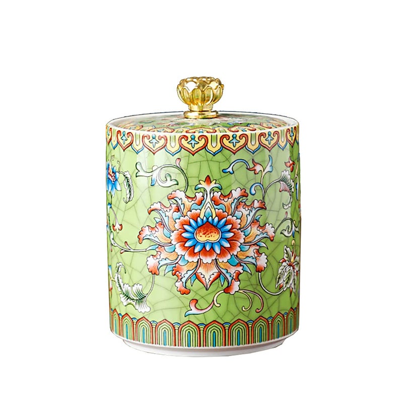 Bicuzat Enamel Ceramic Tea Caddy Tea Canister Tea Storage Container Tins Jar with Airtight Lid Waterproof Tank for Tea Coffee Herb Sugar Spice Nuts