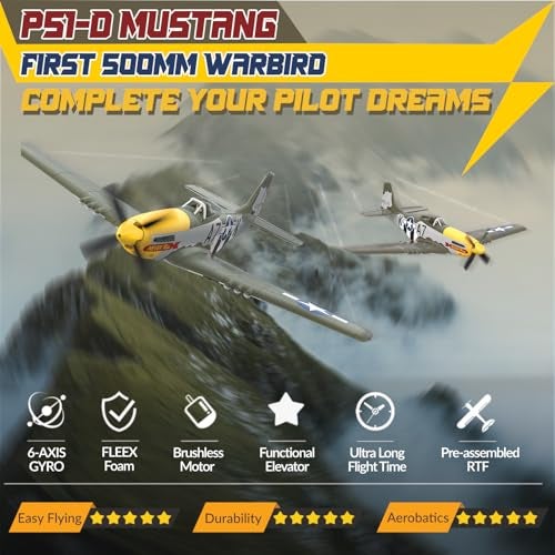 LEAMBE Brushless 4 Channel RC Plane Ready to Fly Aerobatic Aircraft Easy Control for Beginners P51 Mustang RC Airplane for Adults Green - Image 5