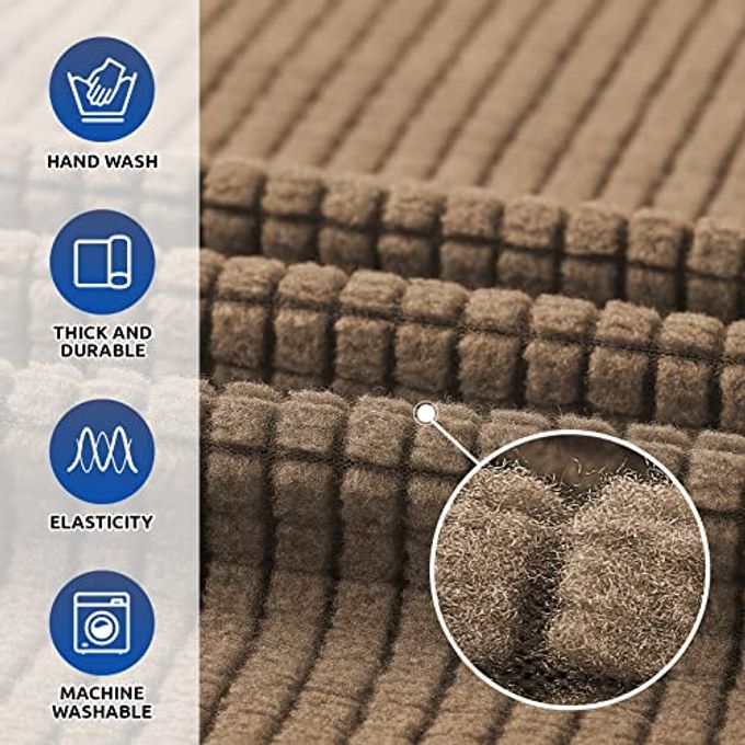 KEKUOU Stretch Single Sofa Slipcover 1 Piece Couch Sofa Cover (31"-55") Furniture Protector 1 Seater Sofa with Elastic Bottom for Kids,Pet.Jacquard Small Checked Pattern Fabric(Small,Camel) - Image 3