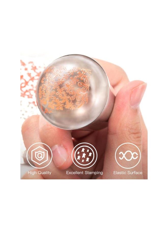 WYBOT - Professional Nail Stamper Scraper Soft Silicone Clear Stamper DIY Nail Art Stamping Tool Nail Decoration Kit(01) - Image 1