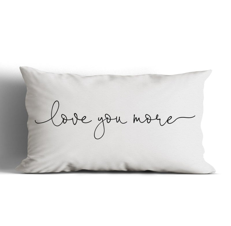 huester Valentine's Day Love You More Throw Pillow Cover,12"X20" Decorative Pillowcase Cushion Cover For Sofa Couch Bed,Home Bedroom Living Room Decor,Wedding Anniversary For Wife Husband Couples (white) - Image 1