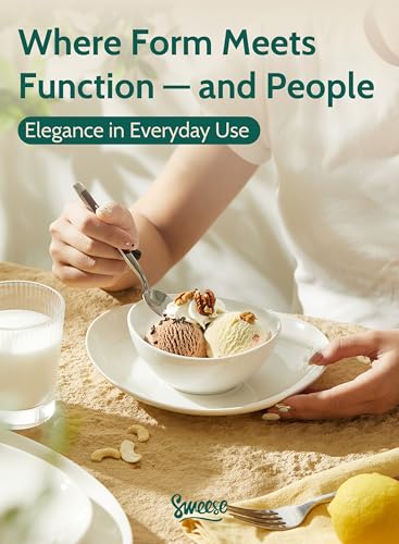 Sweese 10 oz Small White Porcelain Bowls - Set of 6 Dessert, Ice Cream, Snack & Yogurt Bowls, Ceramic Serving Bowls for Rice or Soup - Image 5