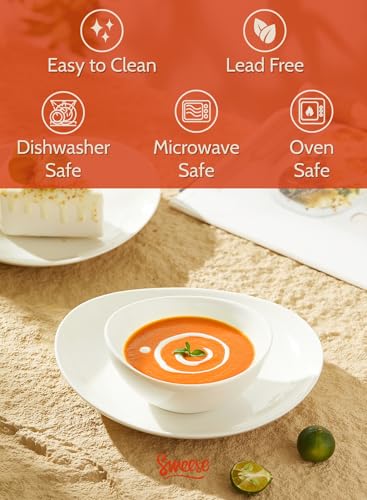 Sweese 10 oz Small White Porcelain Bowls - Set of 6 Dessert, Ice Cream, Snack & Yogurt Bowls, Ceramic Serving Bowls for Rice or Soup - Image 3