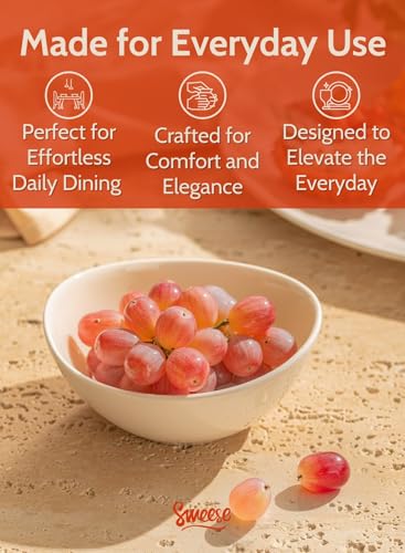 Sweese 10 oz Small White Porcelain Bowls - Set of 6 Dessert, Ice Cream, Snack & Yogurt Bowls, Ceramic Serving Bowls for Rice or Soup - Image 4