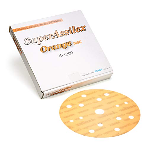 Eagle Abrasives Super Assilex Flexible 6 inch Sanding Discs, ORANGE K-1200, 15 Holes, Hook & Loop, 193-1580, 25 Discs - Image 1