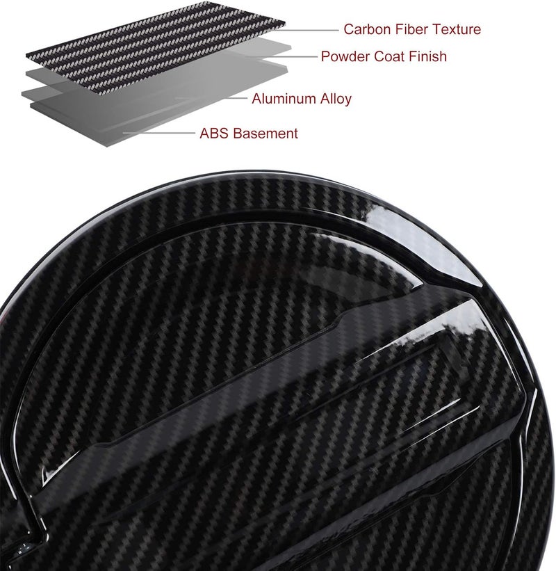 JeCar Fuel Filler Door Aluminum Gas Cap Cover Exterior Accessories for Jeep Wrangler 2018-2022 JL JLU, Carbon Fiber Texture Bug proof seal - Image 2