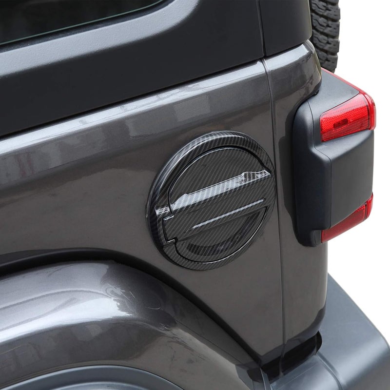 JeCar Fuel Filler Door Aluminum Gas Cap Cover Exterior Accessories for Jeep Wrangler 2018-2022 JL JLU, Carbon Fiber Texture Bug proof seal - Image 1