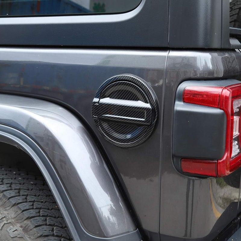 JeCar Fuel Filler Door Aluminum Gas Cap Cover Exterior Accessories for Jeep Wrangler 2018-2022 JL JLU, Carbon Fiber Texture Bug proof seal - Image 5