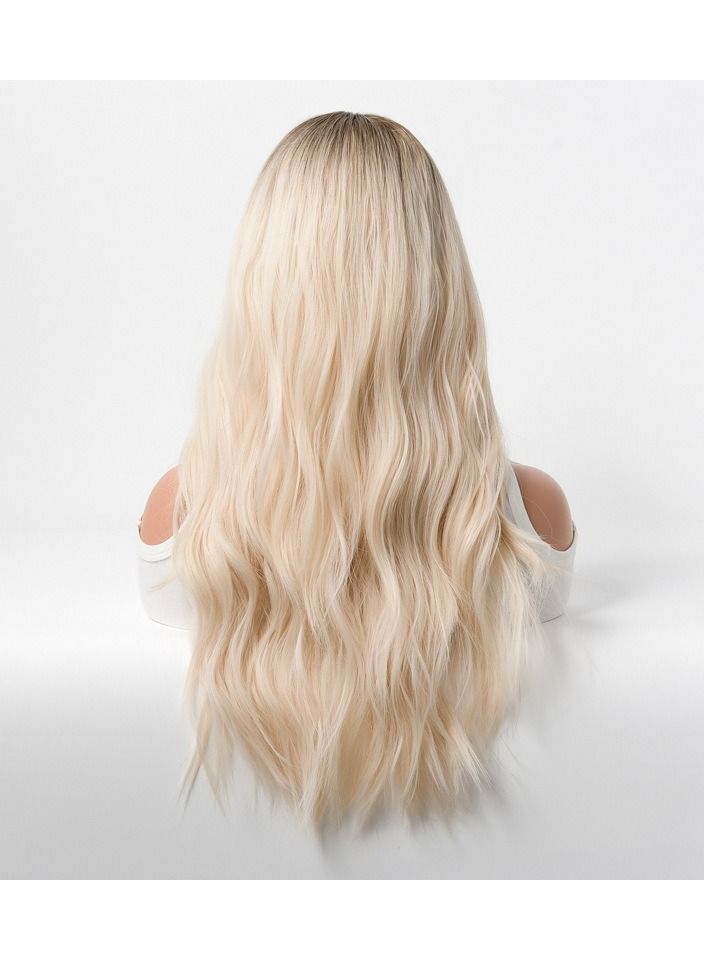 Estelle Wig Female Long Curly Hair Big Wave Medium Long Full Headgear Ash Gold - Image 4