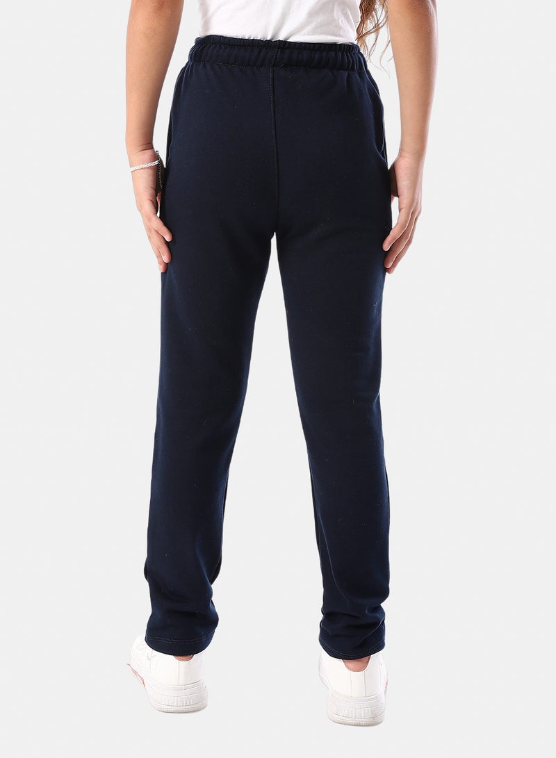 Andora Slash Pockets Cotton Girls' Pants - Navy Blue - Image 3