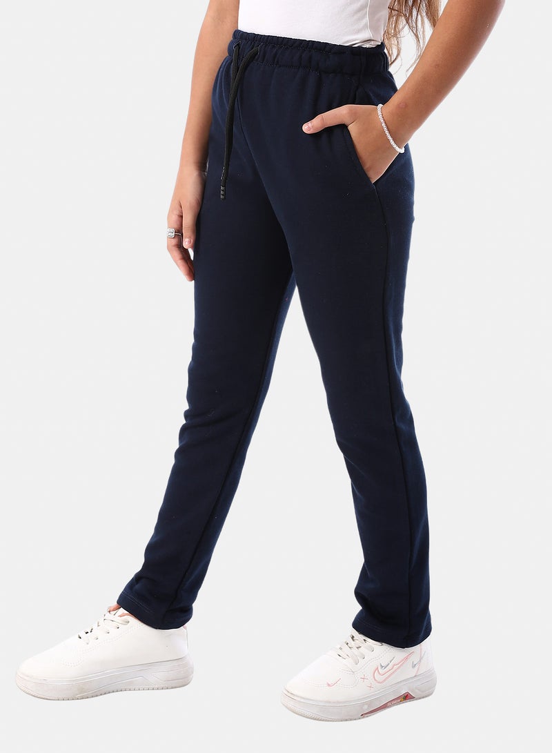 Andora Slash Pockets Cotton Girls' Pants - Navy Blue - Image 2
