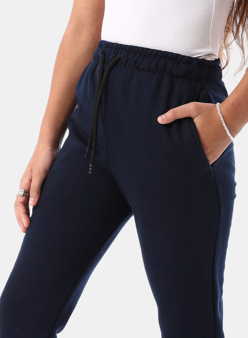 Andora Slash Pockets Cotton Girls' Pants - Navy Blue - Image 5