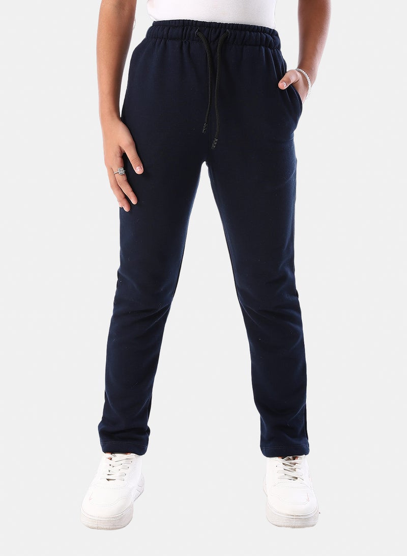 Andora Slash Pockets Cotton Girls' Pants - Navy Blue - Image 1